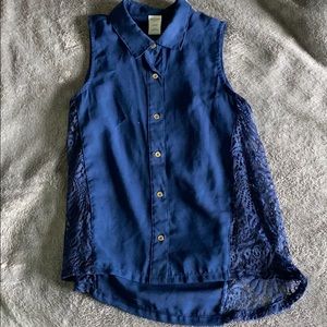 Lace button up tank top with under tank top
